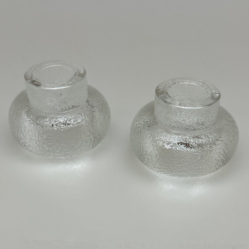 Vintage Glass Candlestick Holders (set of 2)